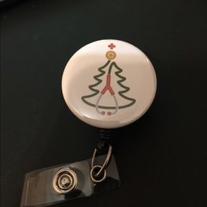 Stethoscope Christmas Tree ID Badge Reel